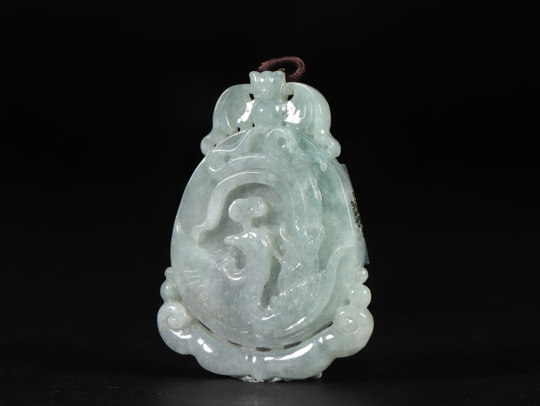 An Exquisite Jadeite Bats Phoenix Pattern Pendant - 6