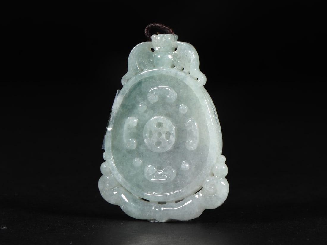 An Exquisite Jadeite Bats Phoenix Pattern Pendant - 8