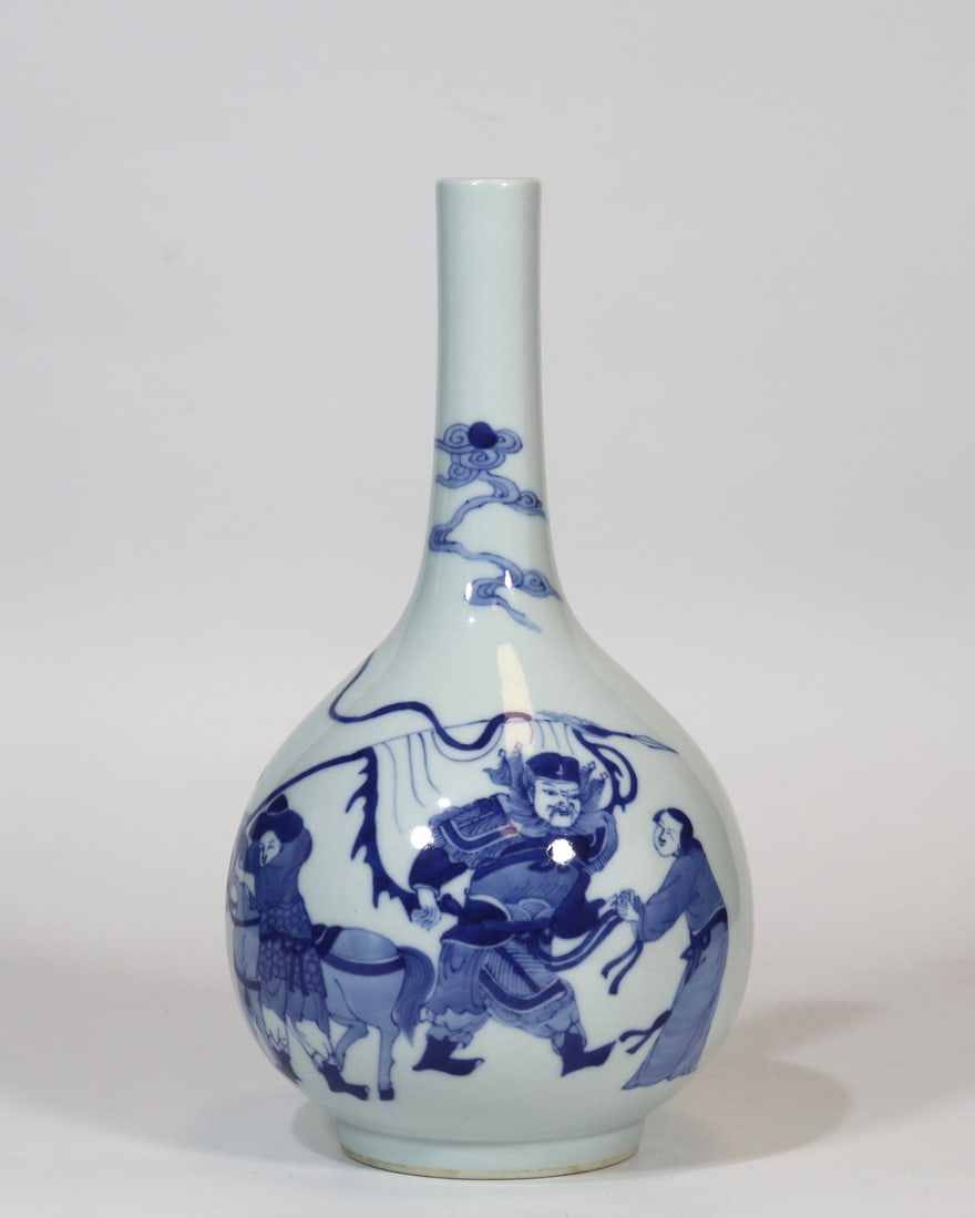 An Exquisite Blue and White Character and Story Pattern Vase: An Exquisite Blue and White Character and Story Pattern Vase,Qing Dynasty, China,Kangxi Six-character