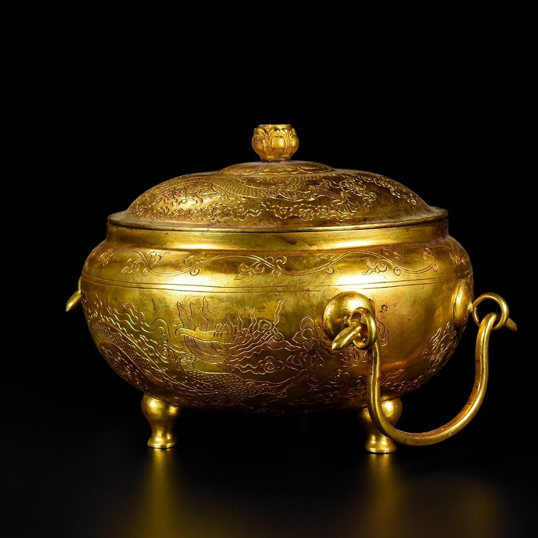 An Exquisite Gilt Copper Dragon Pattern Jar - 4