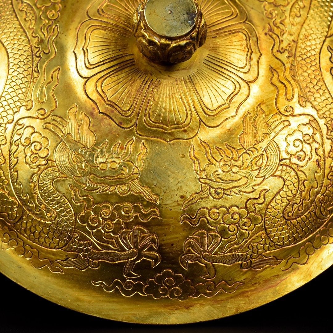 An Exquisite Gilt Copper Dragon Pattern Jar - 6