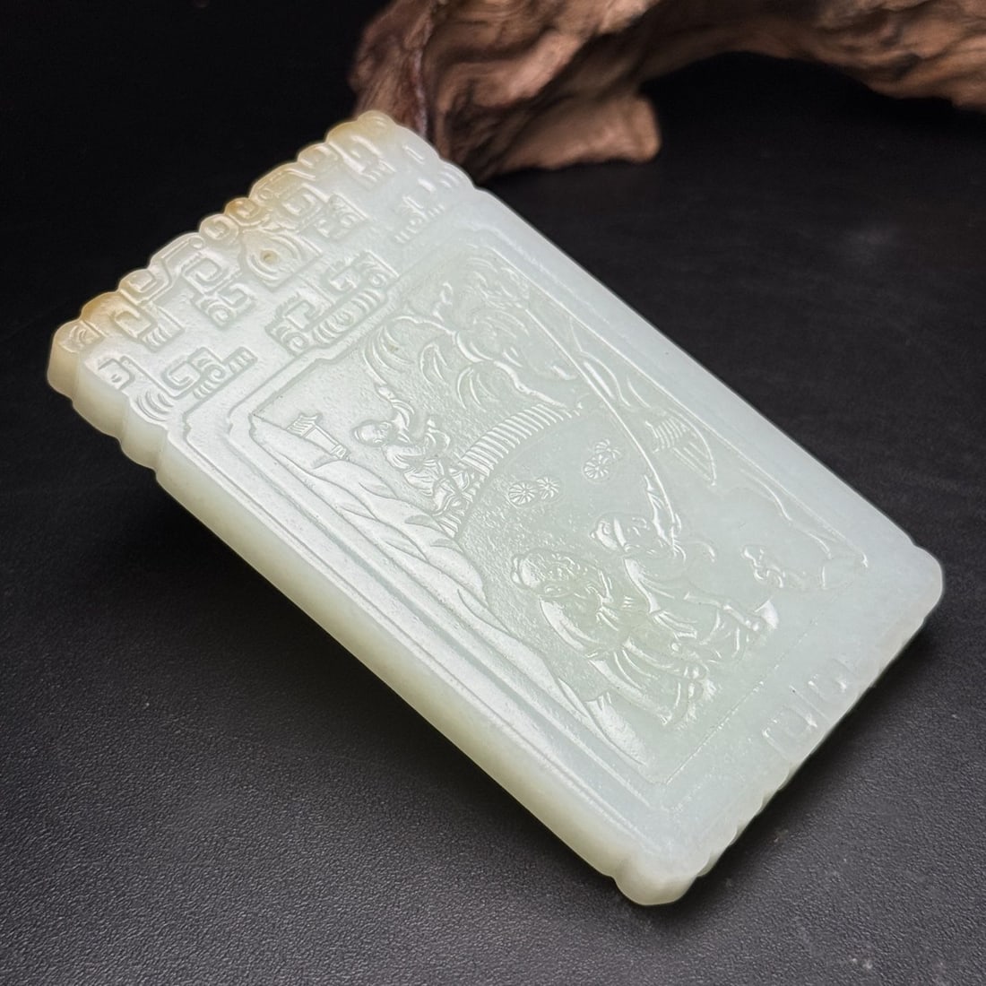 An Exquisite Hotan Jade Figures Pattern Plaque - 5