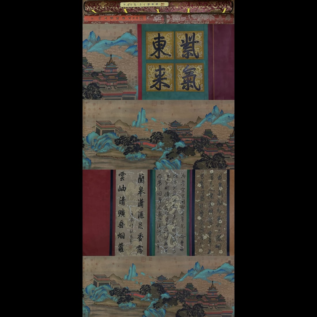 A Chinese Hand Scroll Ink Painting of Landscape on Silk: A Chinese Hand Scroll Ink Painting of Landscape on Silk,Song Dynasty, China,Zhao Boju,without frame size:35.4inx207.5in 一幅中国水墨绢本山水