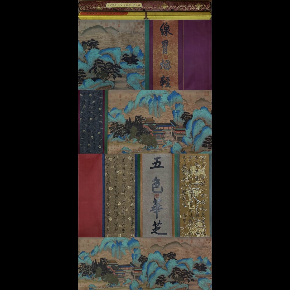A Chinese Hand Scroll Ink Painting of Landscape on Silk: A Chinese Hand Scroll Ink Painting of Landscape on Silk,Song Dynasty, China,Zhang Zeduan,without frame size:35.4inx205.1in