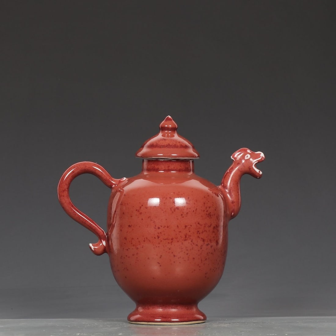 An Exquisite Ruby Red Glazed Dragon Head Ewer - 6