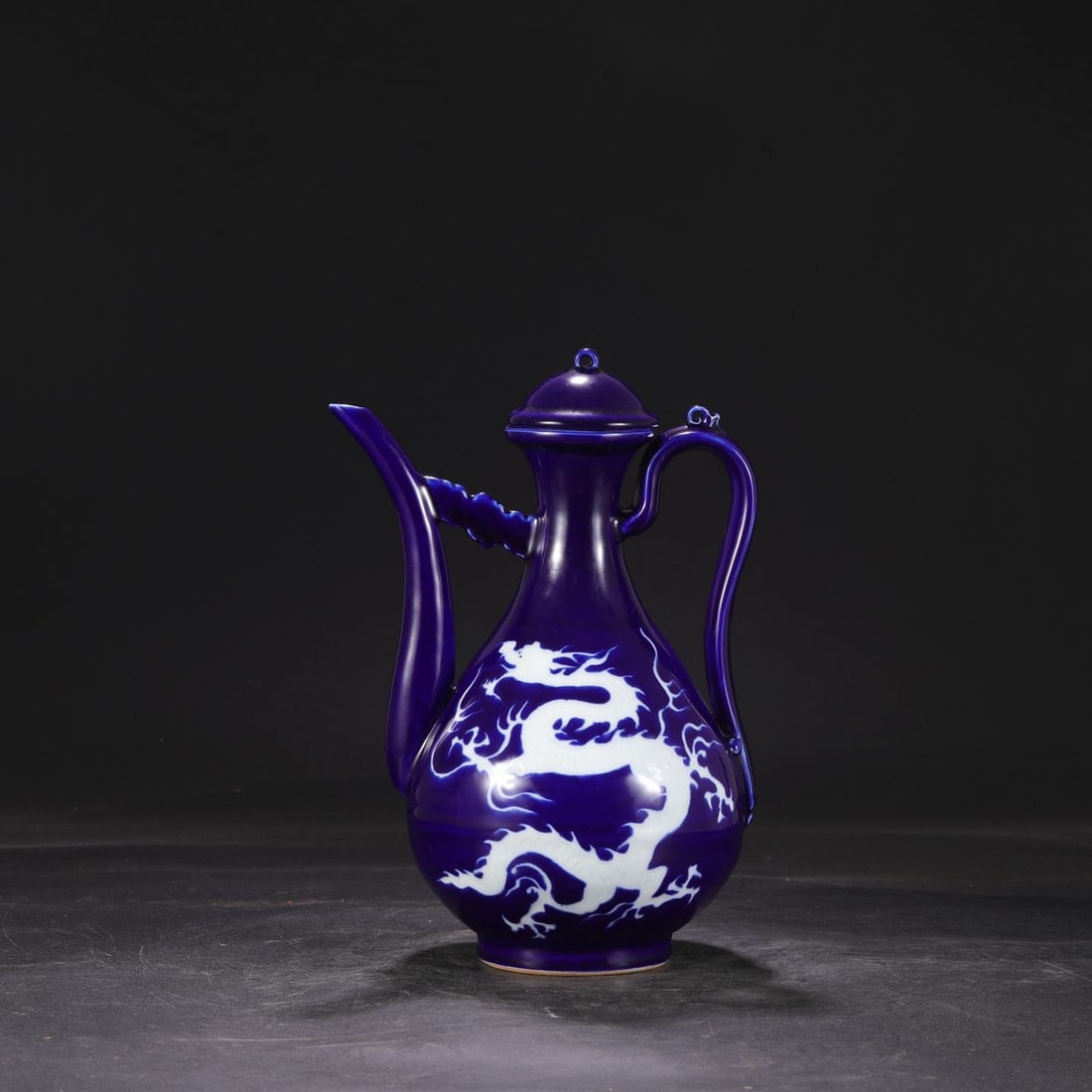 An Exquisite Ji Blue Glazed Dragon Pattern Ewer - 2