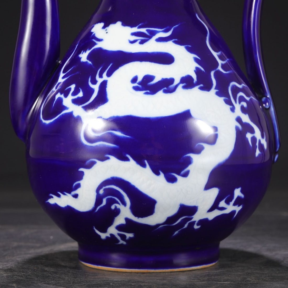 An Exquisite Ji Blue Glazed Dragon Pattern Ewer - 4