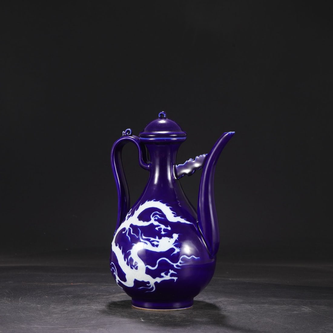 An Exquisite Ji Blue Glazed Dragon Pattern Ewer - 7