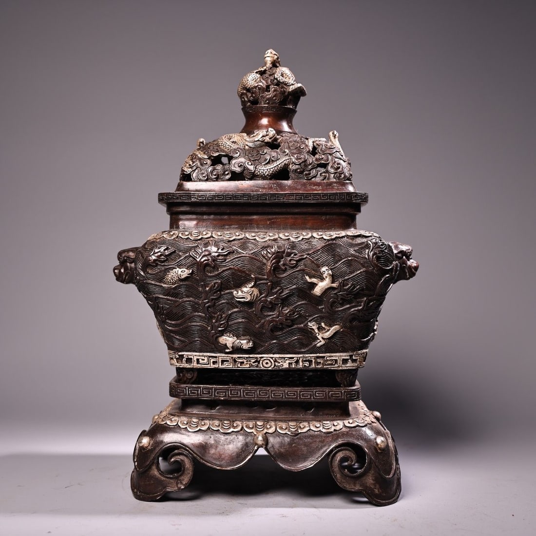An Exquisite Silver-Gilt Bronze Beast Head Censer (1 of 12)