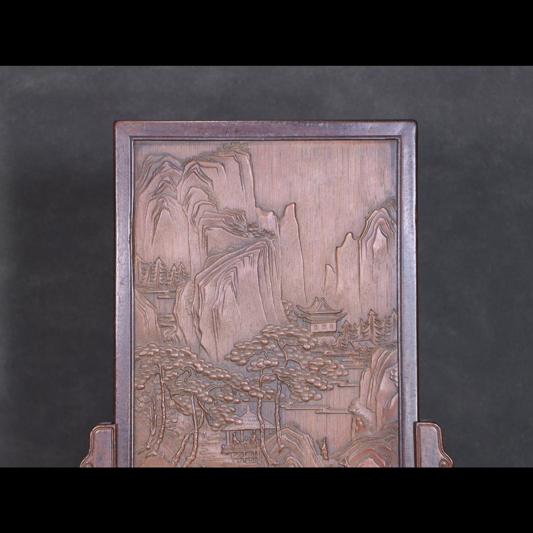 An Exquisite Bamboo Carved Landscape Pattern Table Screen - 4