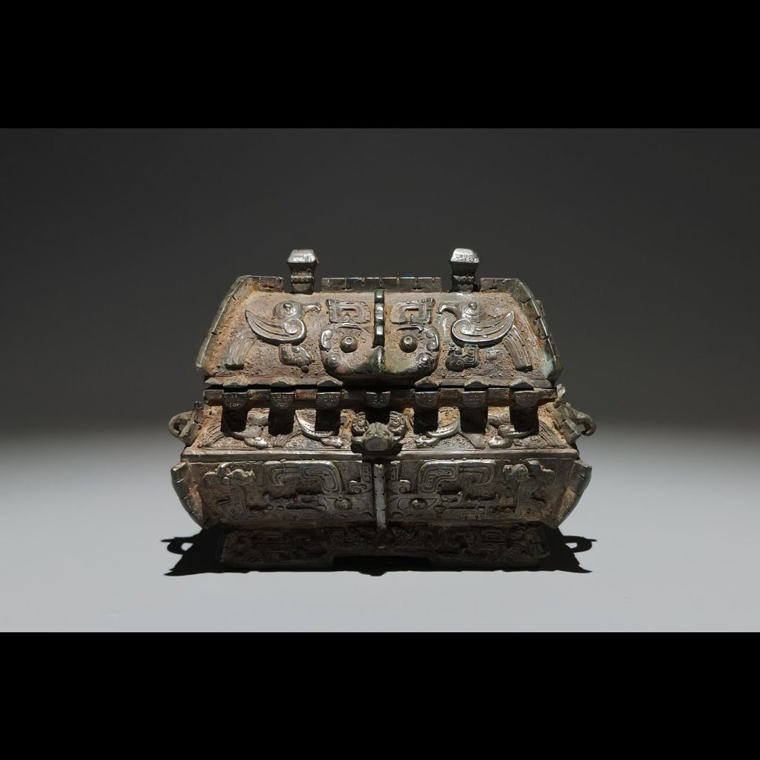 An Exquisite Bronze Beast‑Face Pattern Jar: An Exquisite Bronze Beast‑Face Pattern Jar,Ancient Time, China,Size:4.9inx6.3inx3.5in 青铜兽面纹罐,远古时期