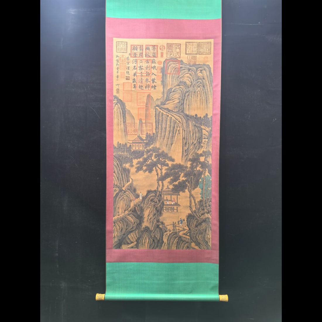 A Chinese Vertical Scroll Ink Painting of Landscape on Silk (1 of 7)