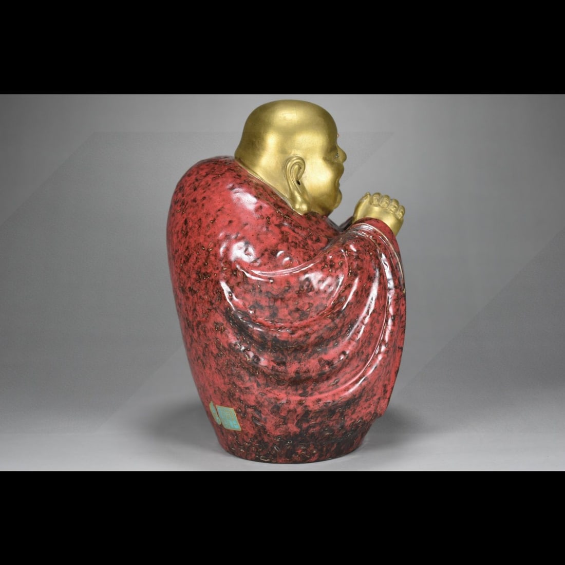 An Exquisite Ruby Red Glazed Gilt Arhat Ornament - 2