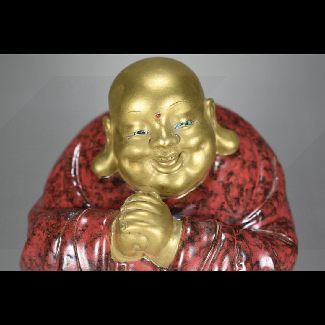 An Exquisite Ruby Red Glazed Gilt Arhat Ornament - 6