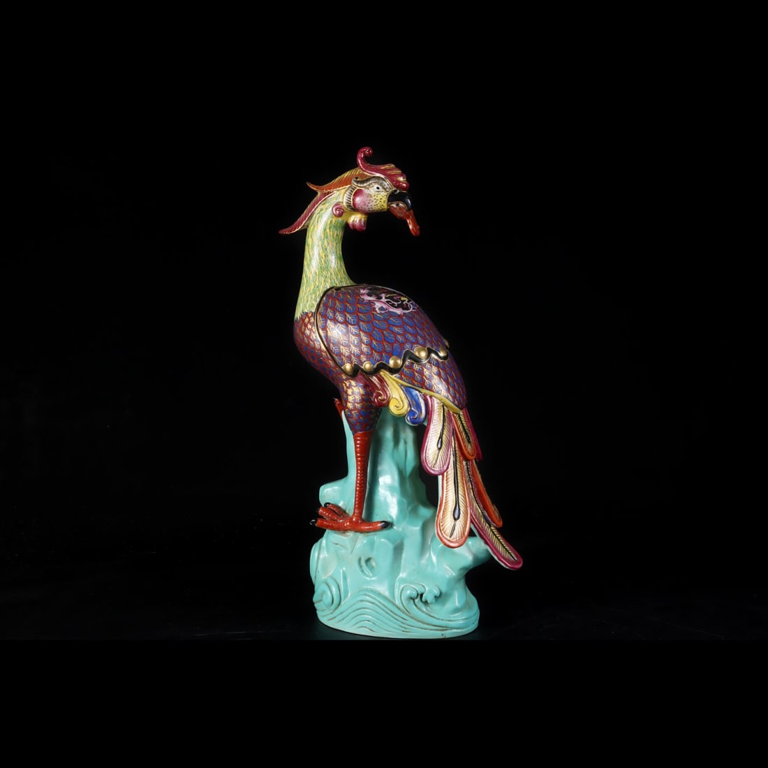 An Exquisite Enamel Phoenix Ornament: An Exquisite Enamel Phoenix Ornament,Qing Dynasty, China,Yongzheng Four-character Mark,Size:17.5inx8.5in
