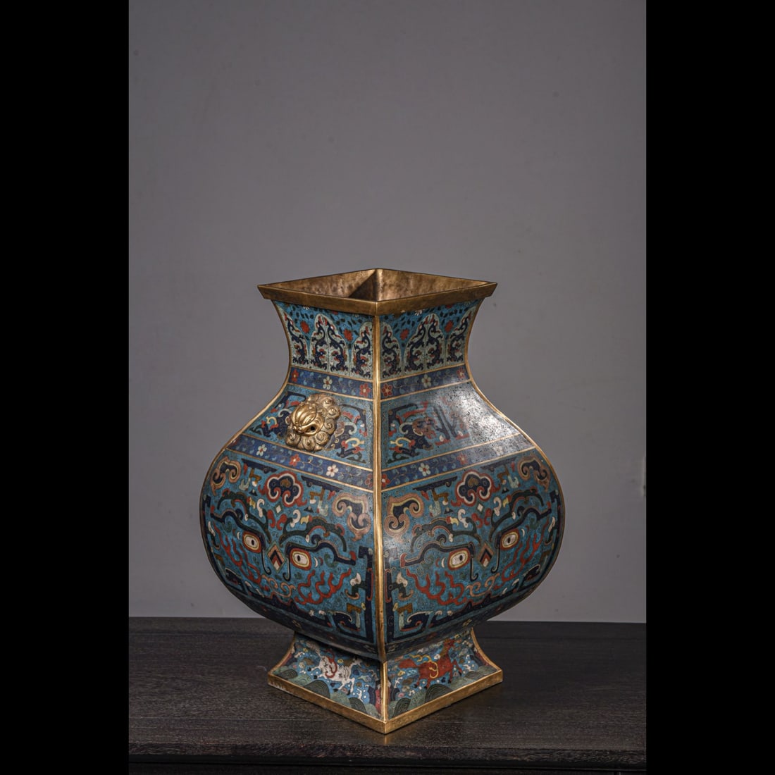 An Exquisite Cloisonne Beast Face Pattern Beast Ear Vase (1 of 9)