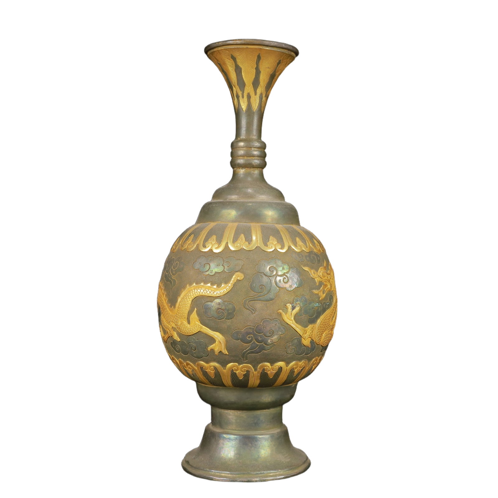 An Exquisite Gilt Silver Dragon Pattern Vase - 6