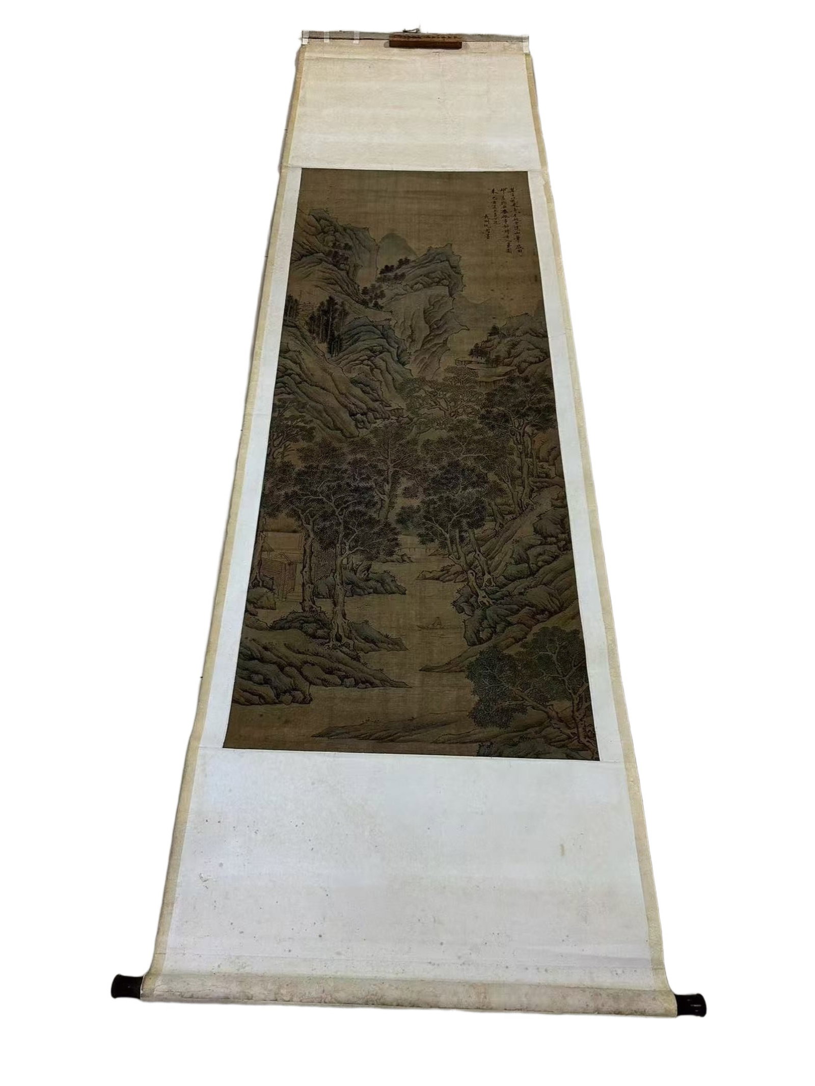 A Chinese Vertical Scroll Ink Painting of Landscape on Silk (1 of 13)