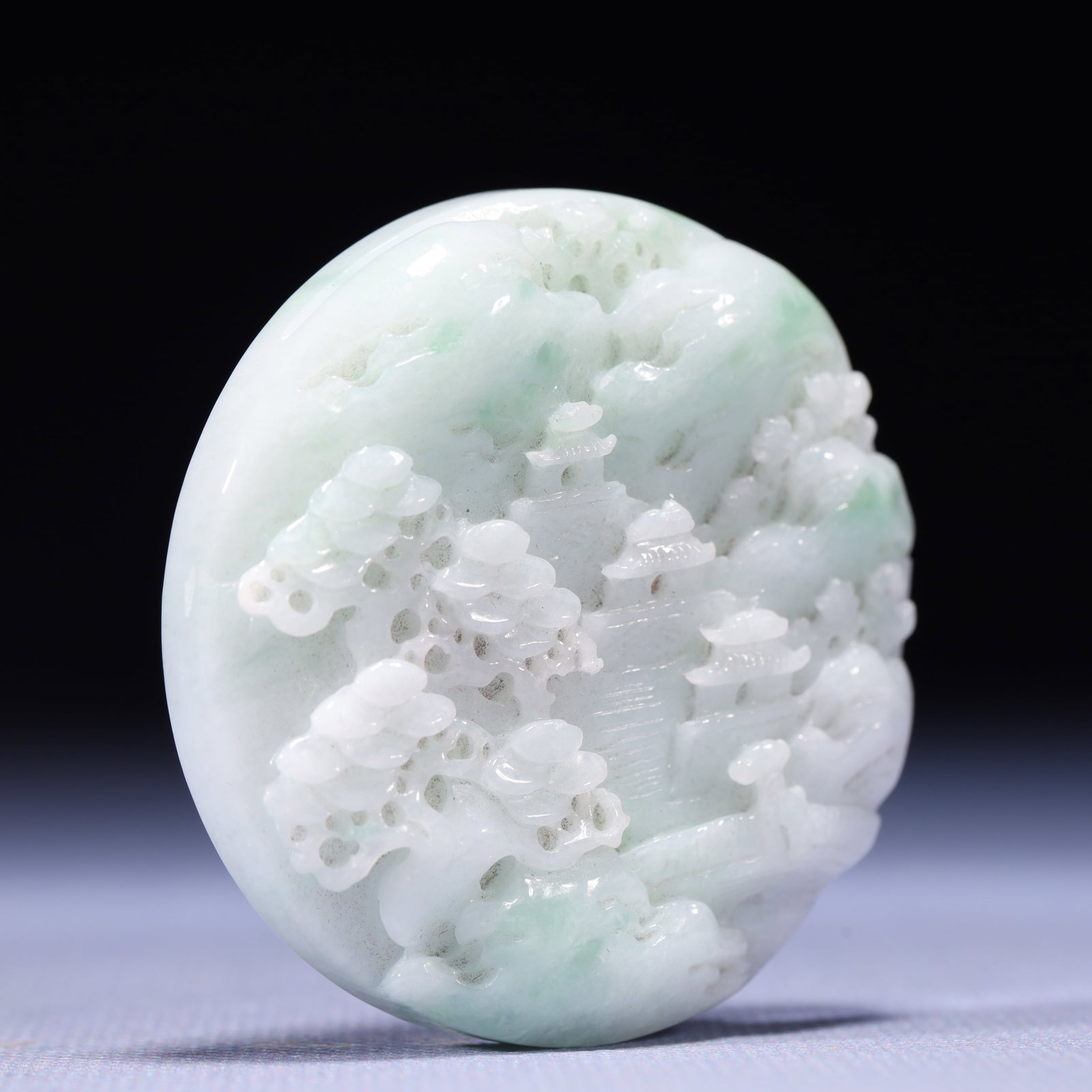 An Exquisite Jadeite Landscape Pattern Pendant - 3