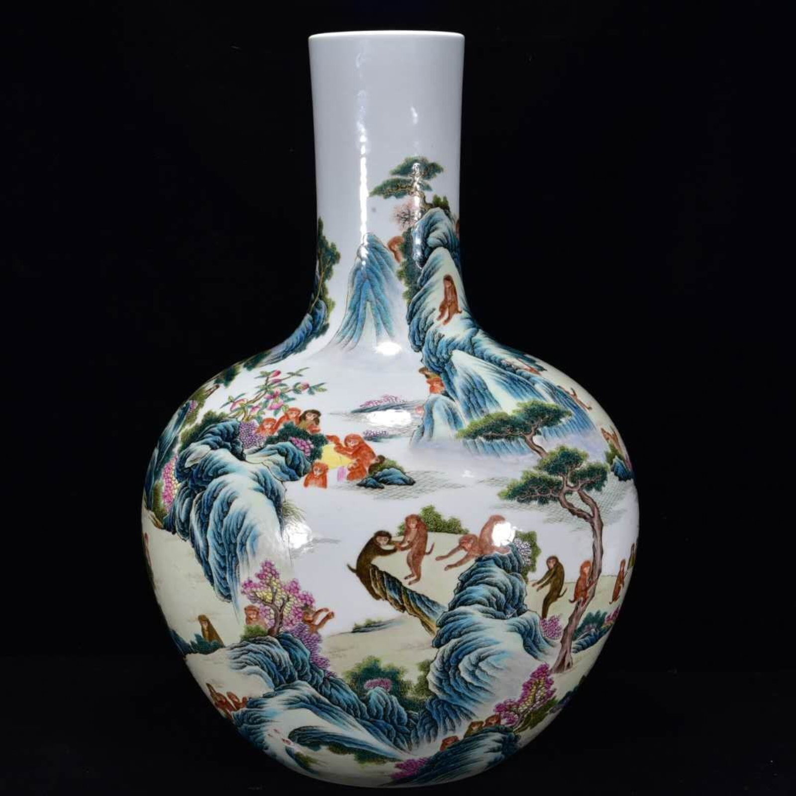 A Huge Famille-Rose Pine Monkey Patten Vase (1 of 9)