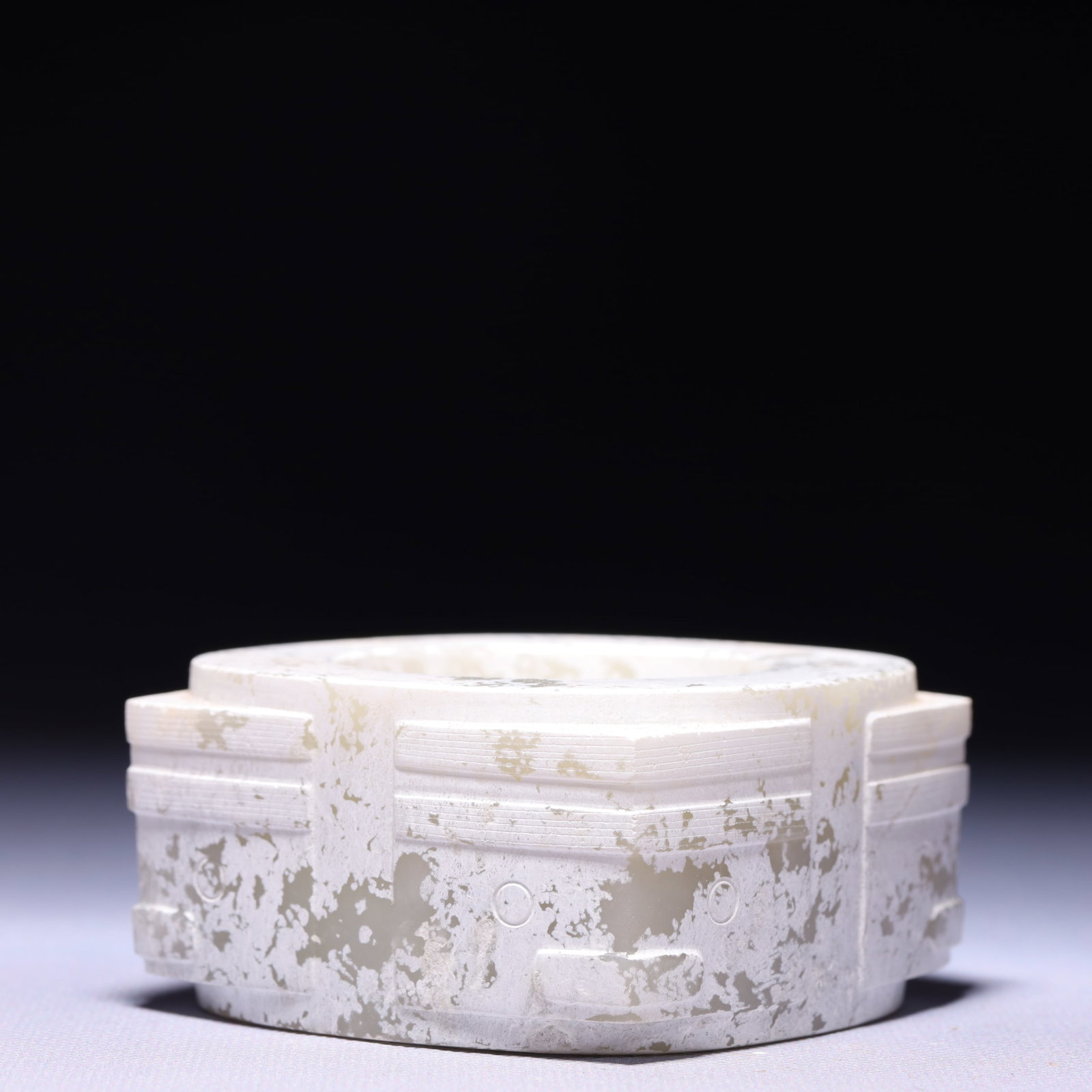 An Archaic Hongshan Culture White Jade Beast-Face Pattern Jade Cong: An Archaic Hongshan Culture White Jade Beast-Face Pattern Jade Cong,Ancient Time,China,Size:3.1inx1.6in,Weight:382g