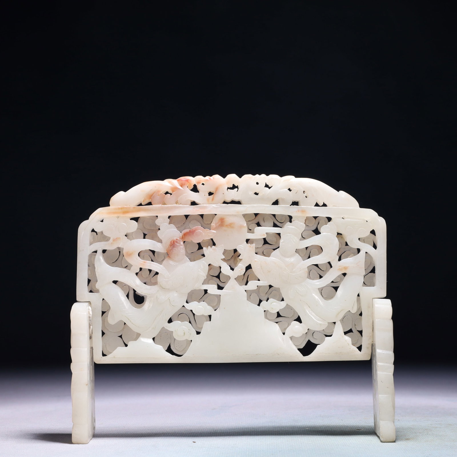 An Exquisite White Jade Character and Story Pattern Table Screen: An Exquisite White Jade Character and Story Pattern Table Screen,Qing Dynasty,China,Size:6.5inx5.3in,Weight:449.9g