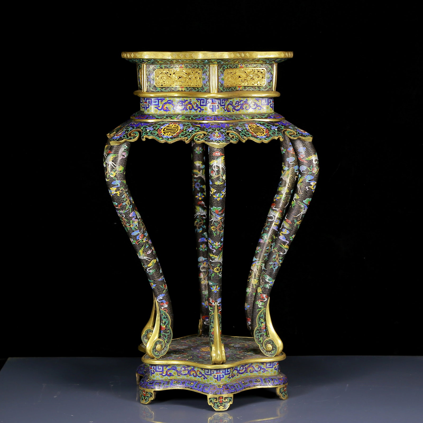 A Pair of Huge Cloisonne Auspicious Cloud and Crane Pattern Stools - 3
