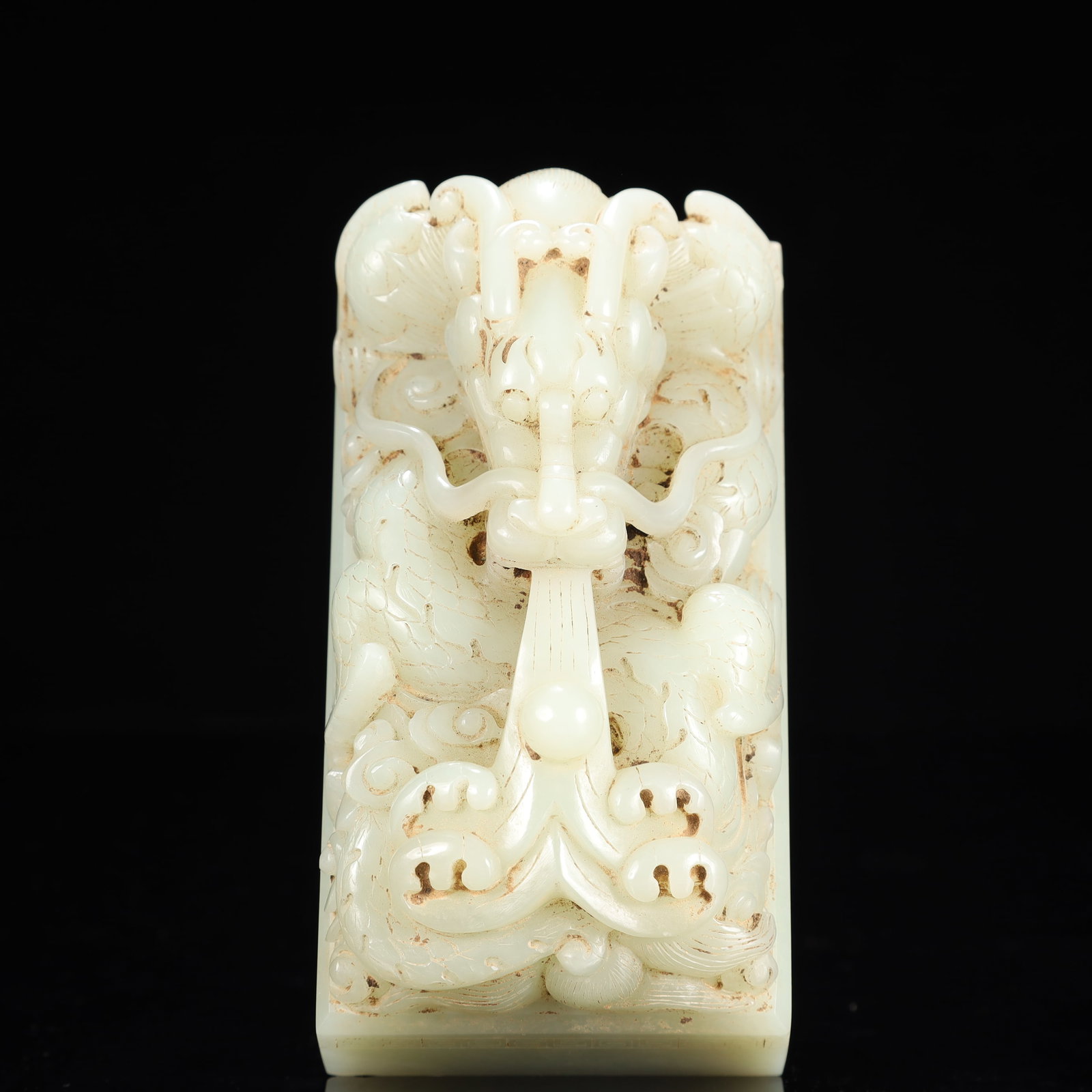 An Exquisite White Jade Dragon Pattern Seal (1 of 7)