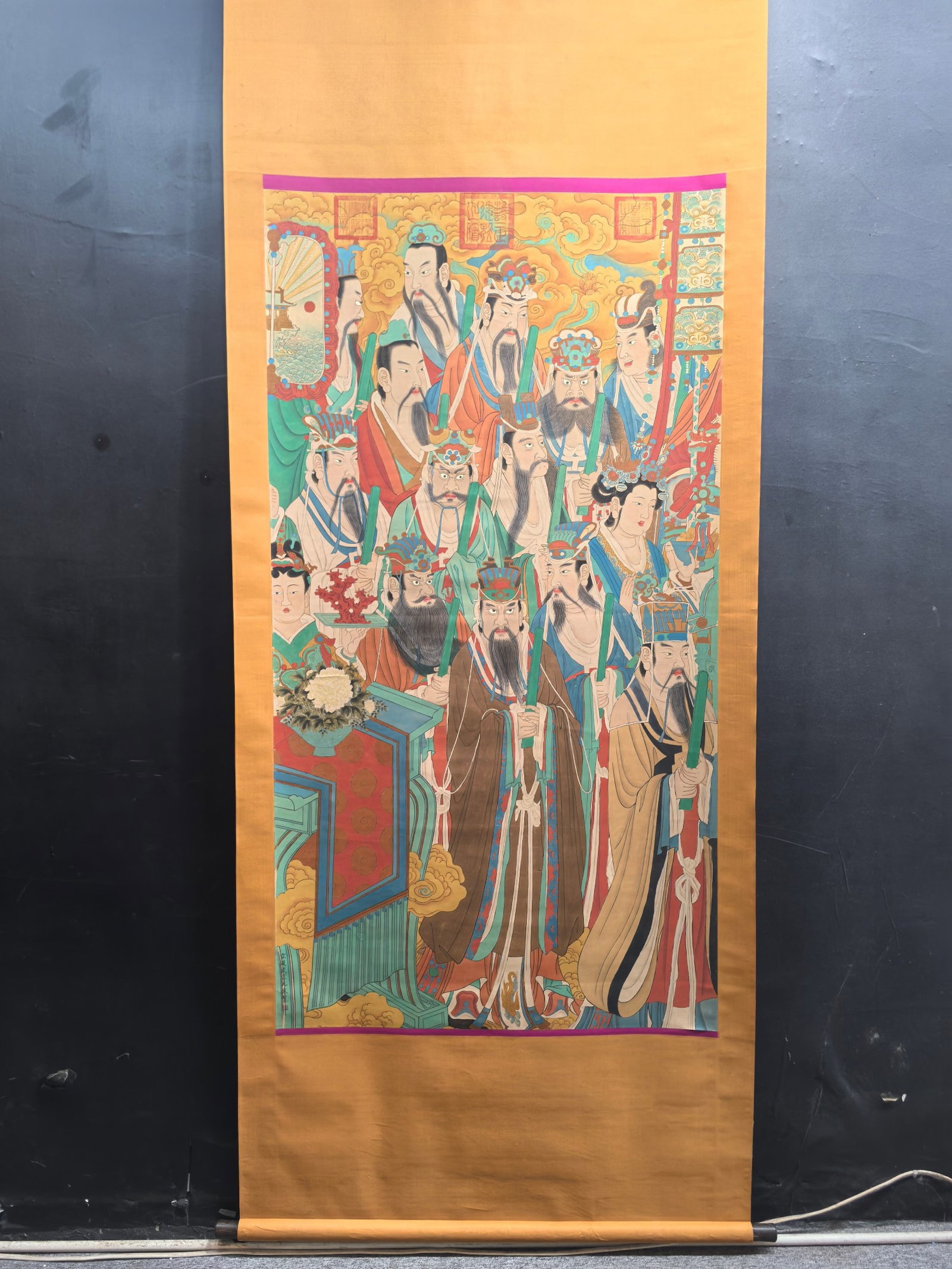 A Chinese Vertical Scroll Ink Painting of Figure on Silk: A Chinese Vertical Scroll Ink Painting of Figure on Silk,Wu Zongyuan,Size:35.4inx65.7in 一幅中国水墨绢本人物画立轴,武