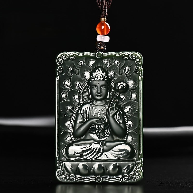 An Exquisite Cyan jade Statue of Bodhisattva Pendant: An Exquisite Cyan jade Statue of Bodhisattva Pendant,Size:2.4inx1.6inx0.3in 青玉菩萨像挂件