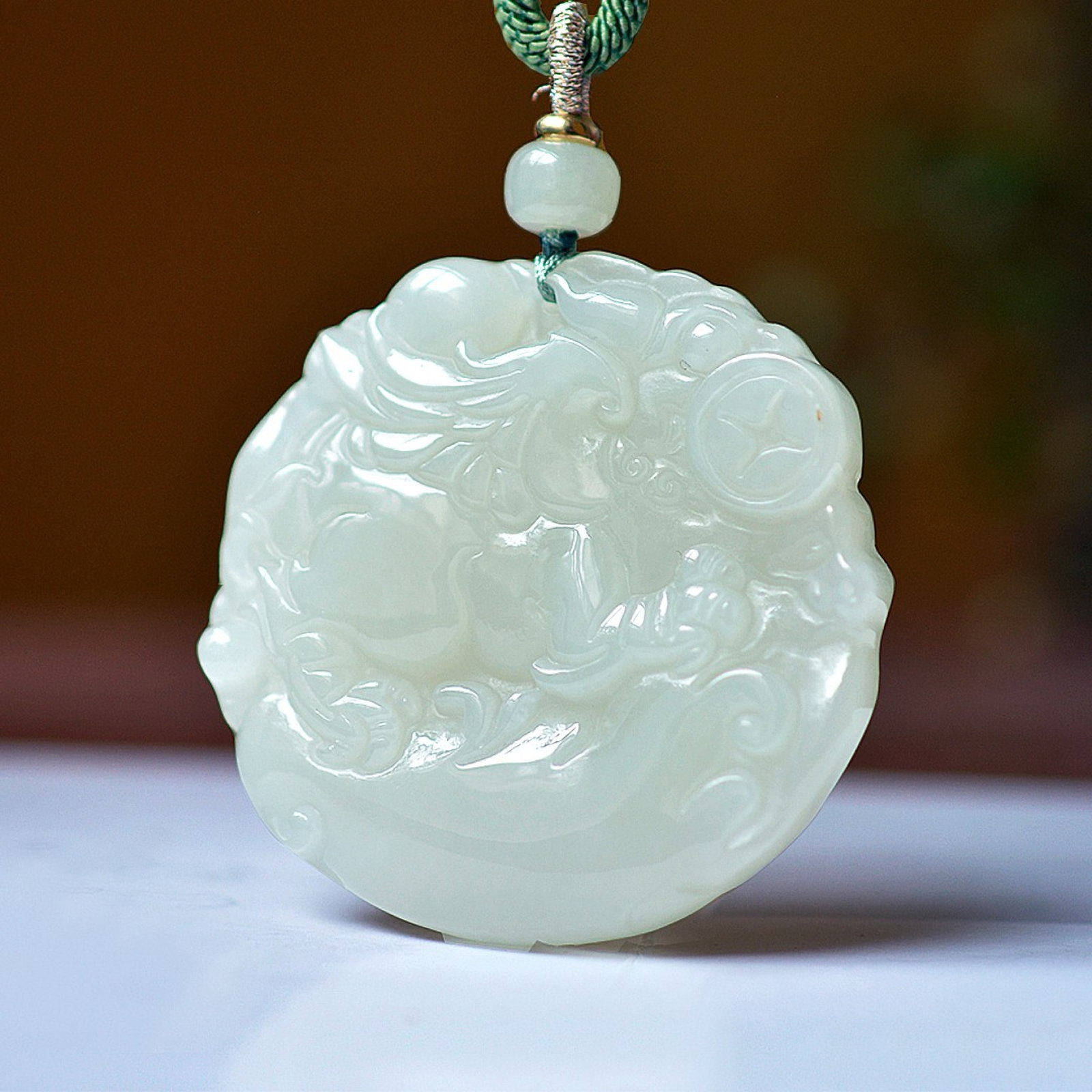 An Exquisite White Jade Kylin Pendant: An Exquisite White Jade Kylin Pendant,Size:1.9inx1.9in 白玉麒麟挂件