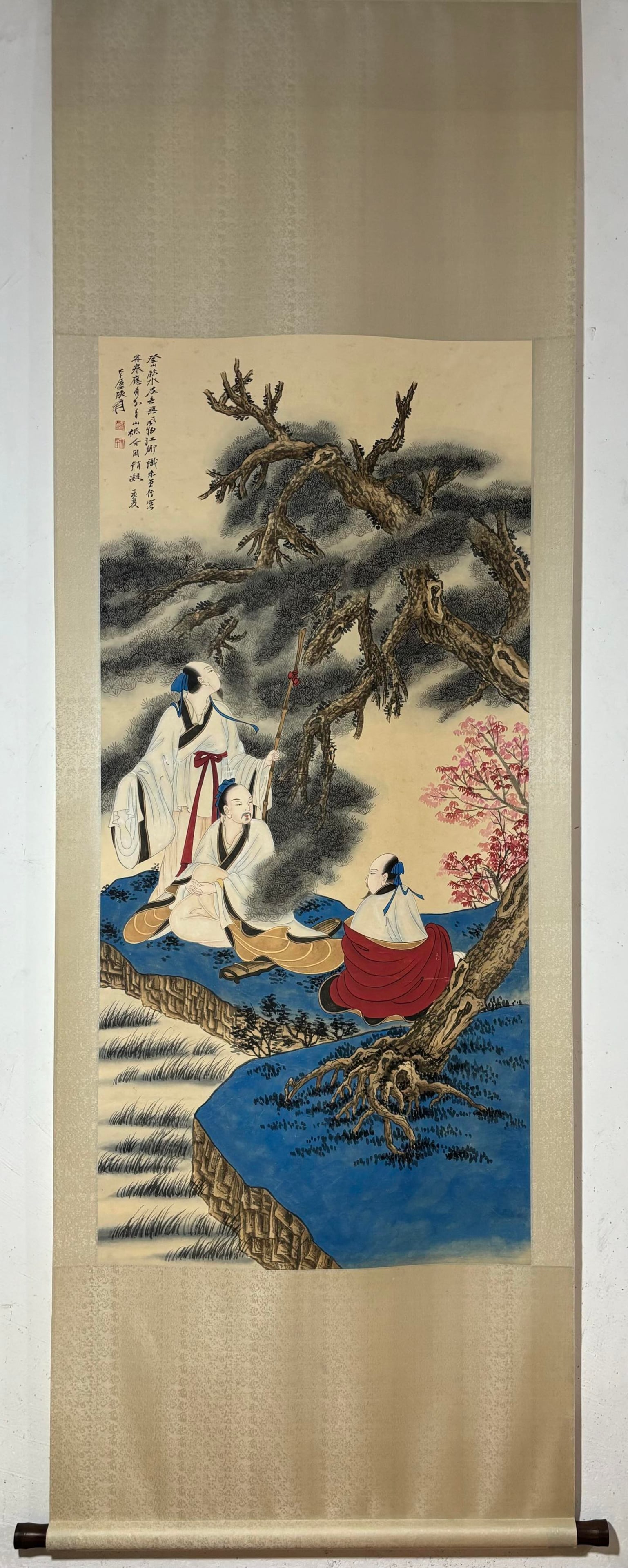 A Chinese Vertical Scroll Ink Painting of Character and Story on Paper: A Chinese Vertical Scroll Ink Painting of Character and Story on Paper,Zhang Daqian,Size:54.7inx25.6in