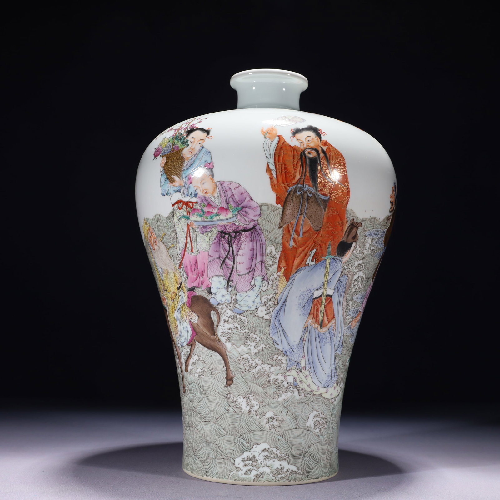 An Exquisite Famille-Rose Character and Story Pattern Vase: An Exquisite Famille-Rose Character and Story Pattern Vase,Qing Dynasty,China,Yongzheng Six-character Mark,Size:8.3inx13.8in,Weight:3400g
