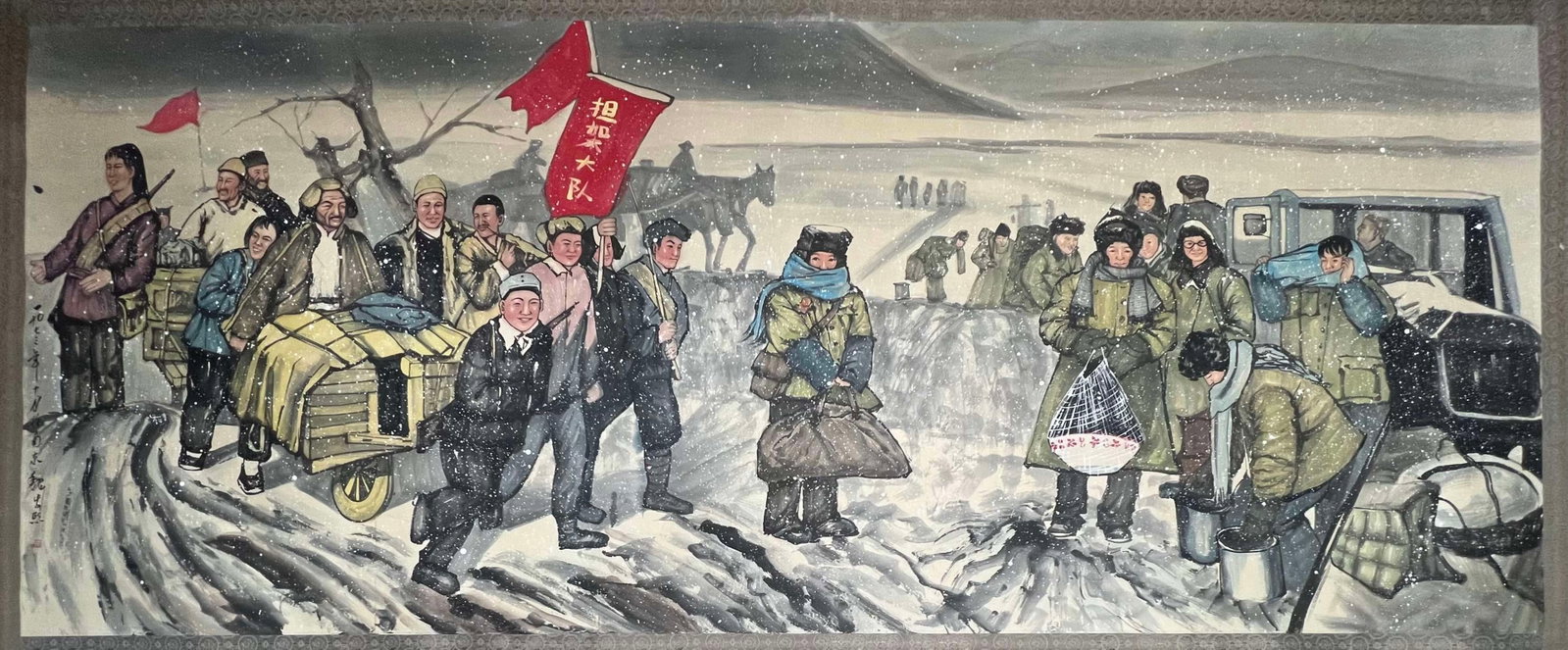 A Chinese Ink Painting of Figure and Story on Paper: A Chinese Ink Painting of Figure and Story on Paper,Wei Zixi,Size:57.1inx141.7in 一幅中国水墨人物故事画,魏紫熙