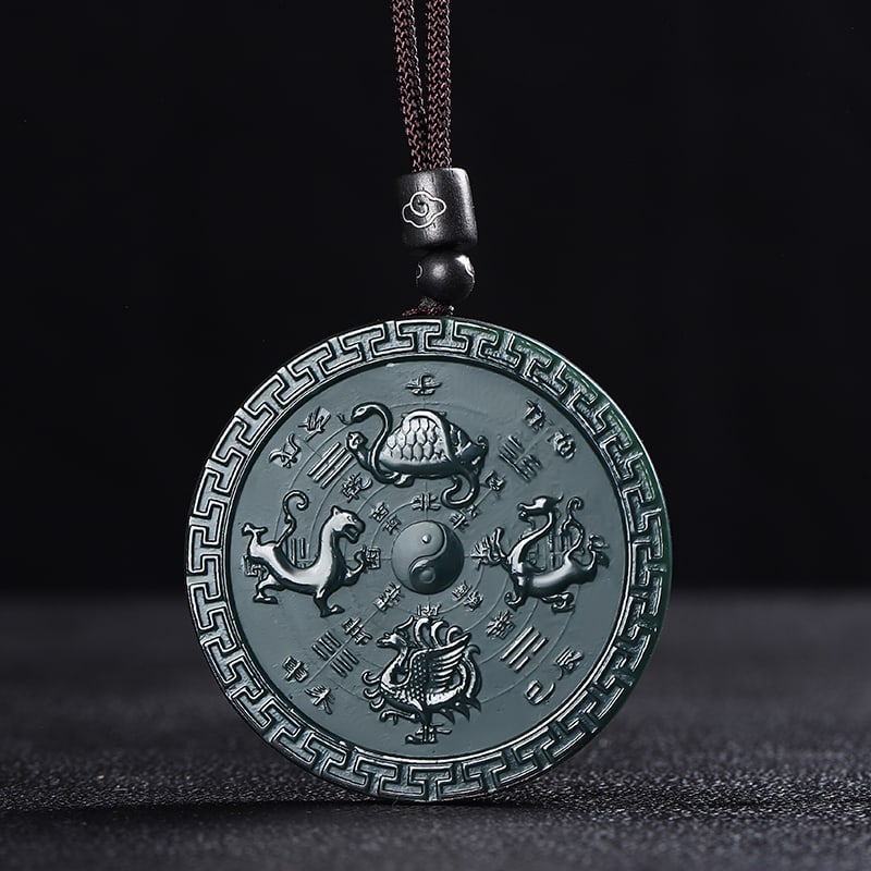 An Exquisite Cyan jade Auspicious Beast Pattern Pendant: An Exquisite Cyan jade Auspicious Beast Pattern Pendant,Size:2inx0.3in 青玉瑞兽纹挂件