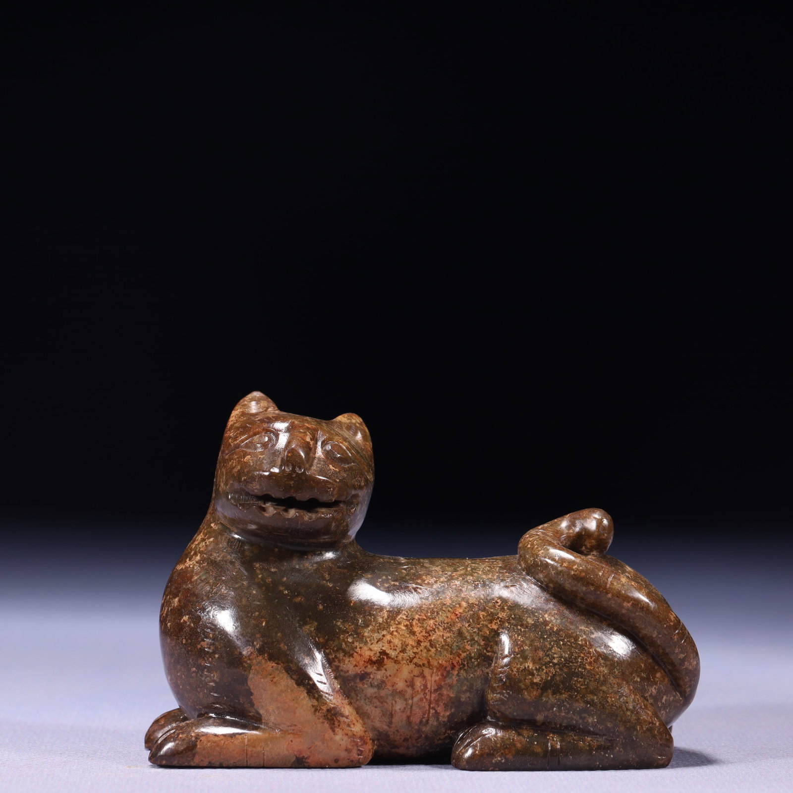 An Exquisite Archaic Jade Dog Ornament: An Exquisite Archaic Jade Dog Ornament,Ancient Time,China,Size:3.5inx1.4inx2.4in,Weight:286g 高古玉犬摆件,中国远古时期