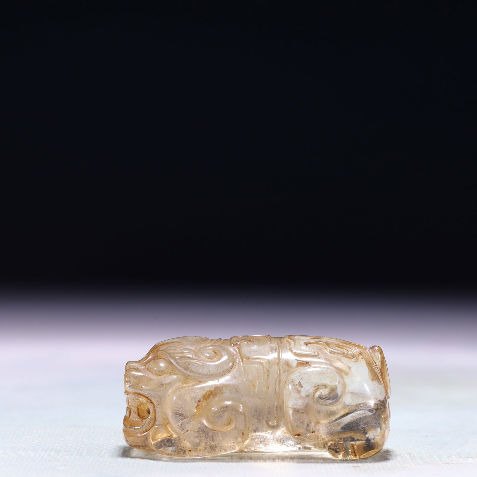 An Exquisite Crystal Beast Ornament: An Exquisite Crystal Beast Ornament,Qing Dynasty,China,Size:2.4inx1.2inx1in,Weight:104.9g 水晶兽摆件,中国清代
