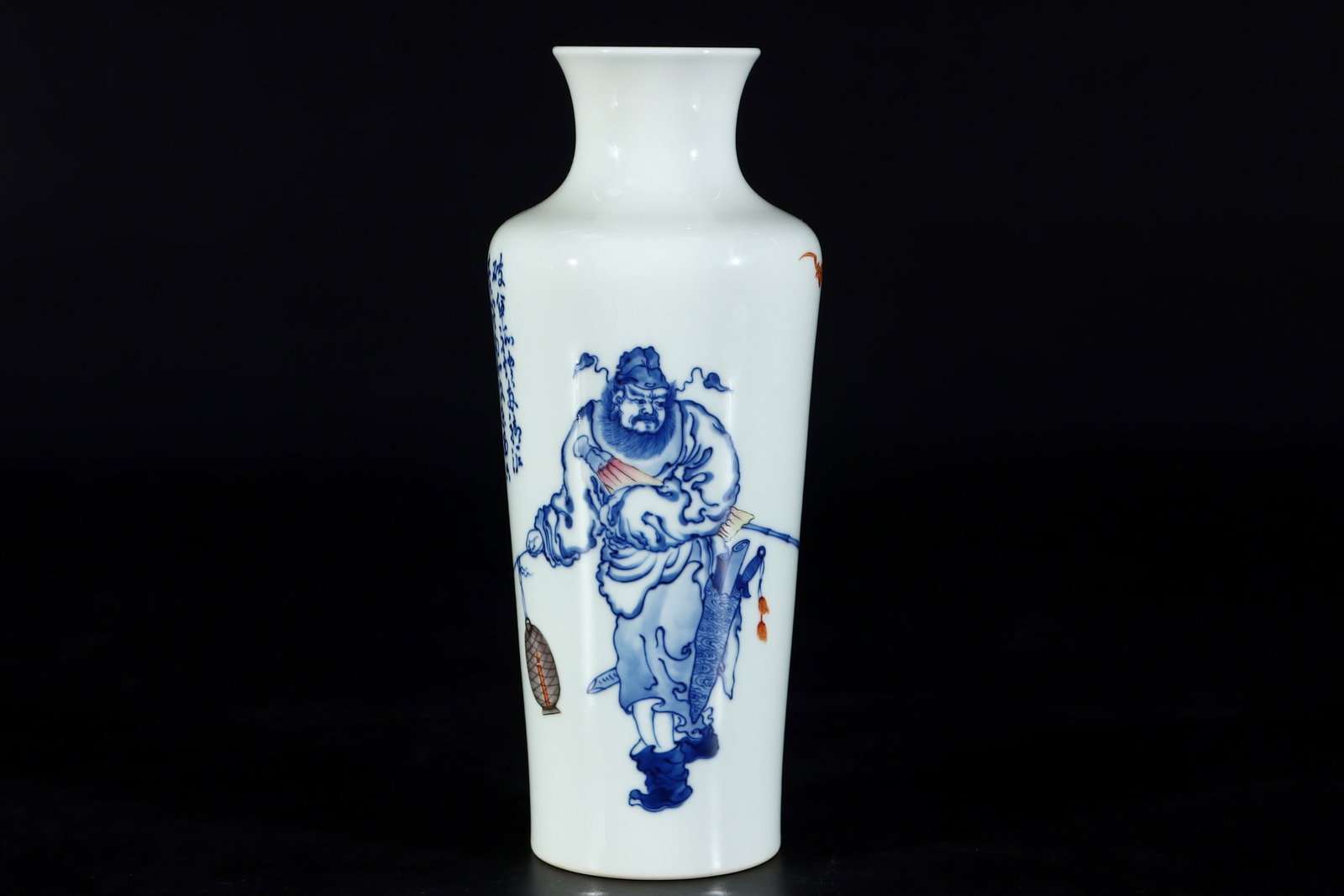 An Exquisite Blue and White Jiacai Figure Pattern Vase,With Poem?: An Exquisite Blue and White Jiacai Figure Pattern Vase,With Poem?,Qing Dynasty, China,With