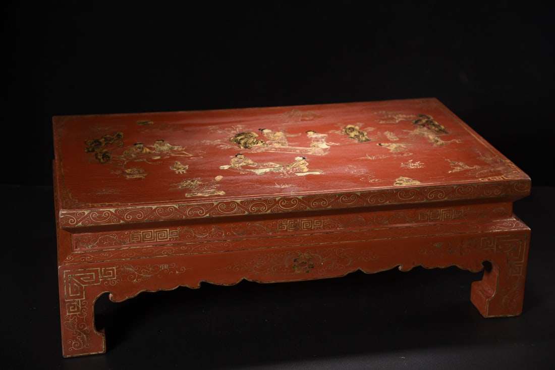 A Huge Red Lacquer Painted Gold Character and Story Pattern Table (1 of 11)