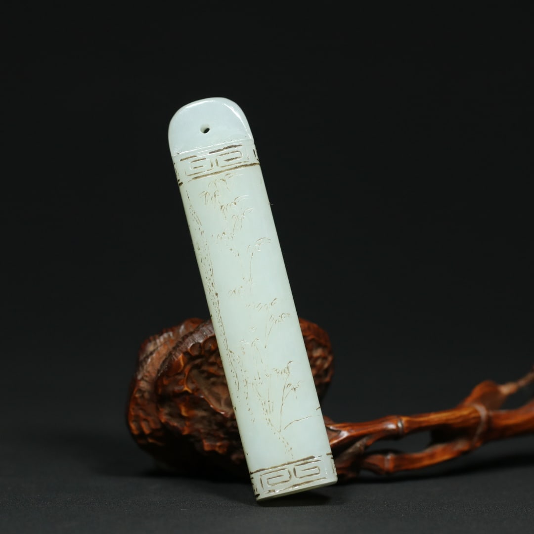 An Exquisite White Jade Landscape and Figure Pattern Pendant - 2