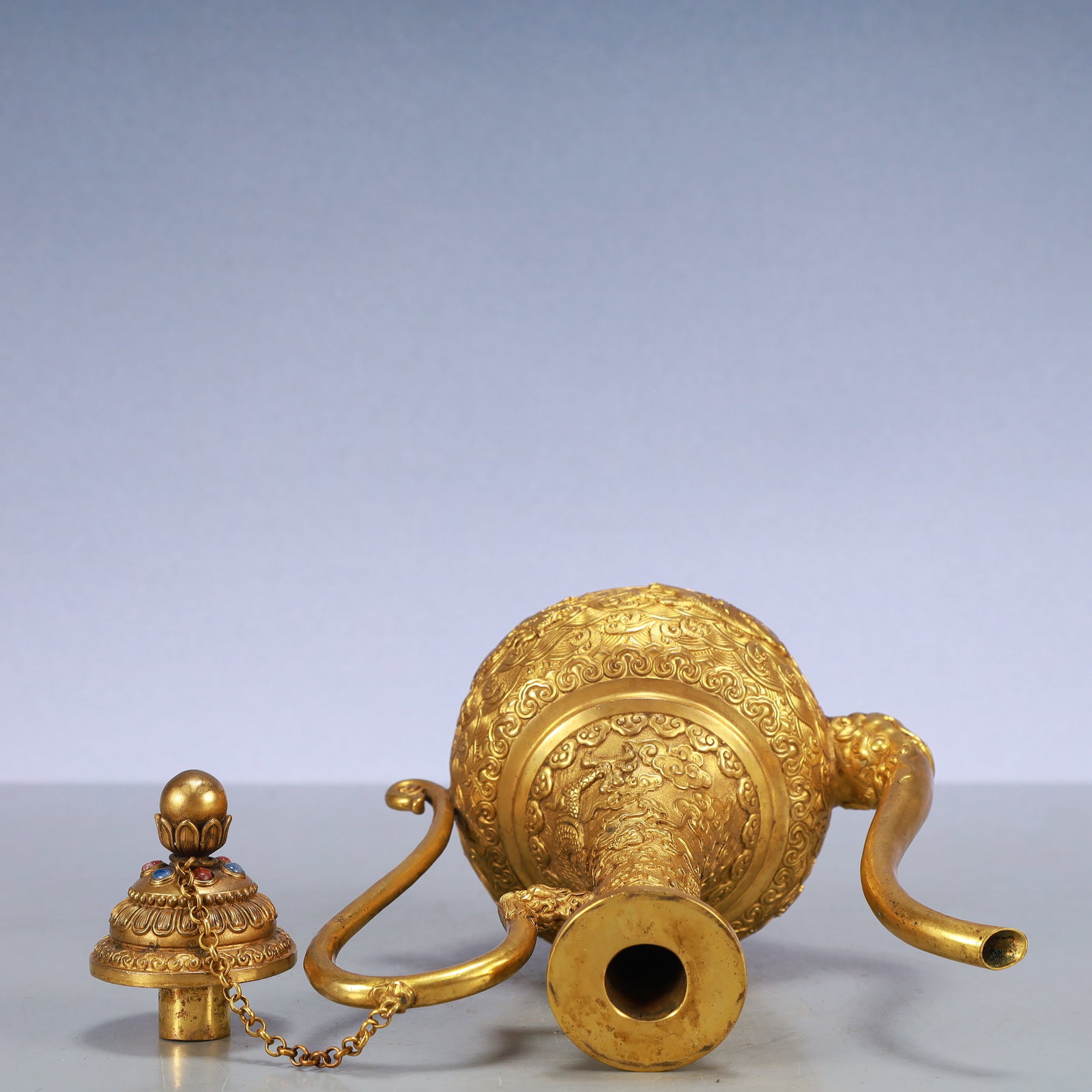 A Exquisite Gilt Bronze Dragon Pattern Seawater Pattern Auspicious Beast Pattern Ewer - 10