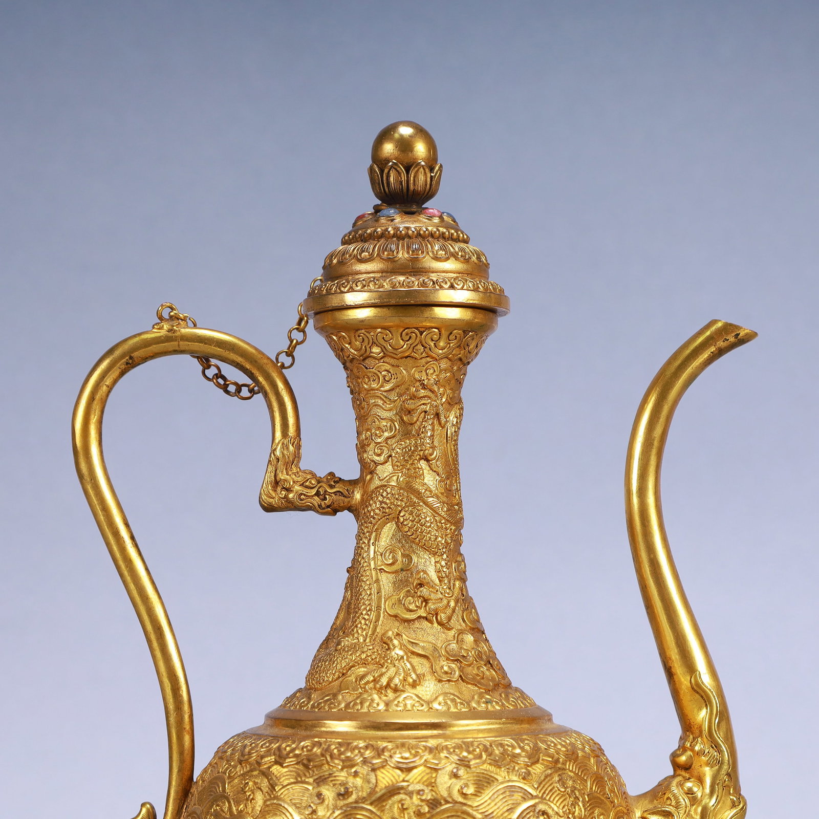 A Exquisite Gilt Bronze Dragon Pattern Seawater Pattern Auspicious Beast Pattern Ewer - 2