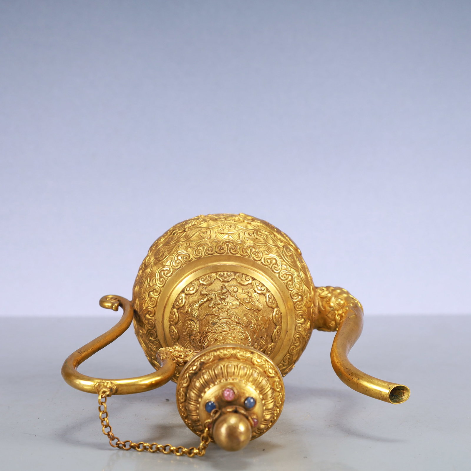 A Exquisite Gilt Bronze Dragon Pattern Seawater Pattern Auspicious Beast Pattern Ewer - 9