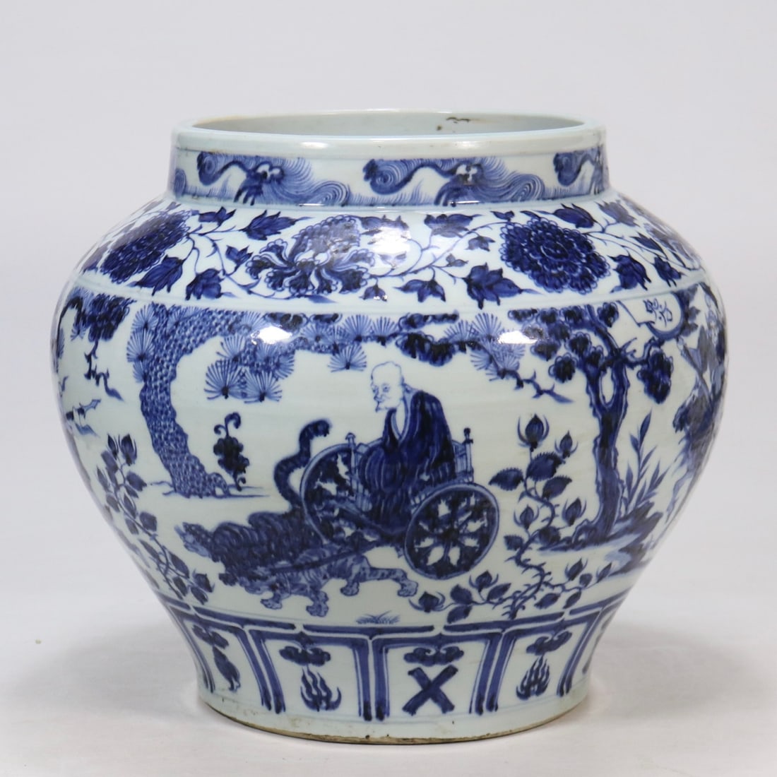 An Exquisite Blue and White Character and Story Pattern Jar: An Exquisite Blue and White Character and Story Pattern Jar,Yuan Dynasty,