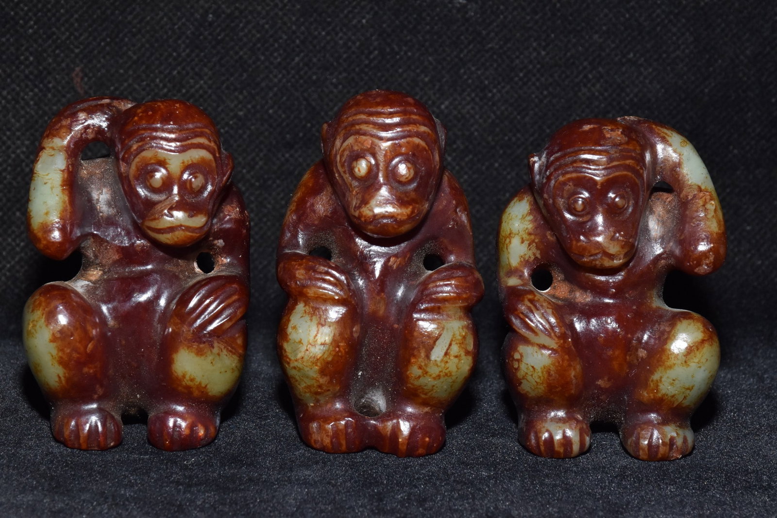 A Set of Fine White Jade Monkey Ornaments: A Set of Fine White Jade Monkey Ornaments,Qing