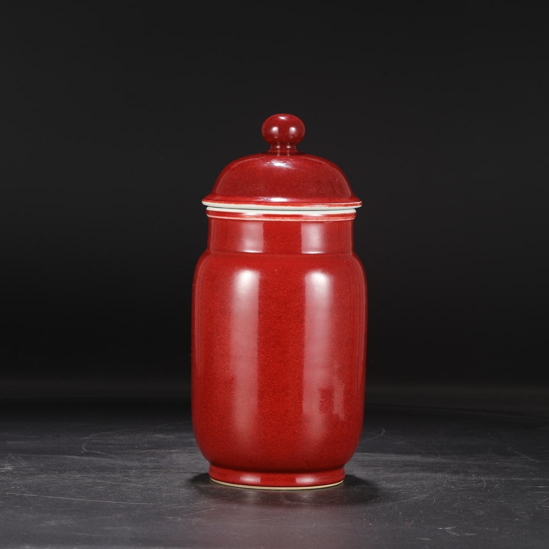 A Rare Ruby red-Glazed Jar with Cover - 5