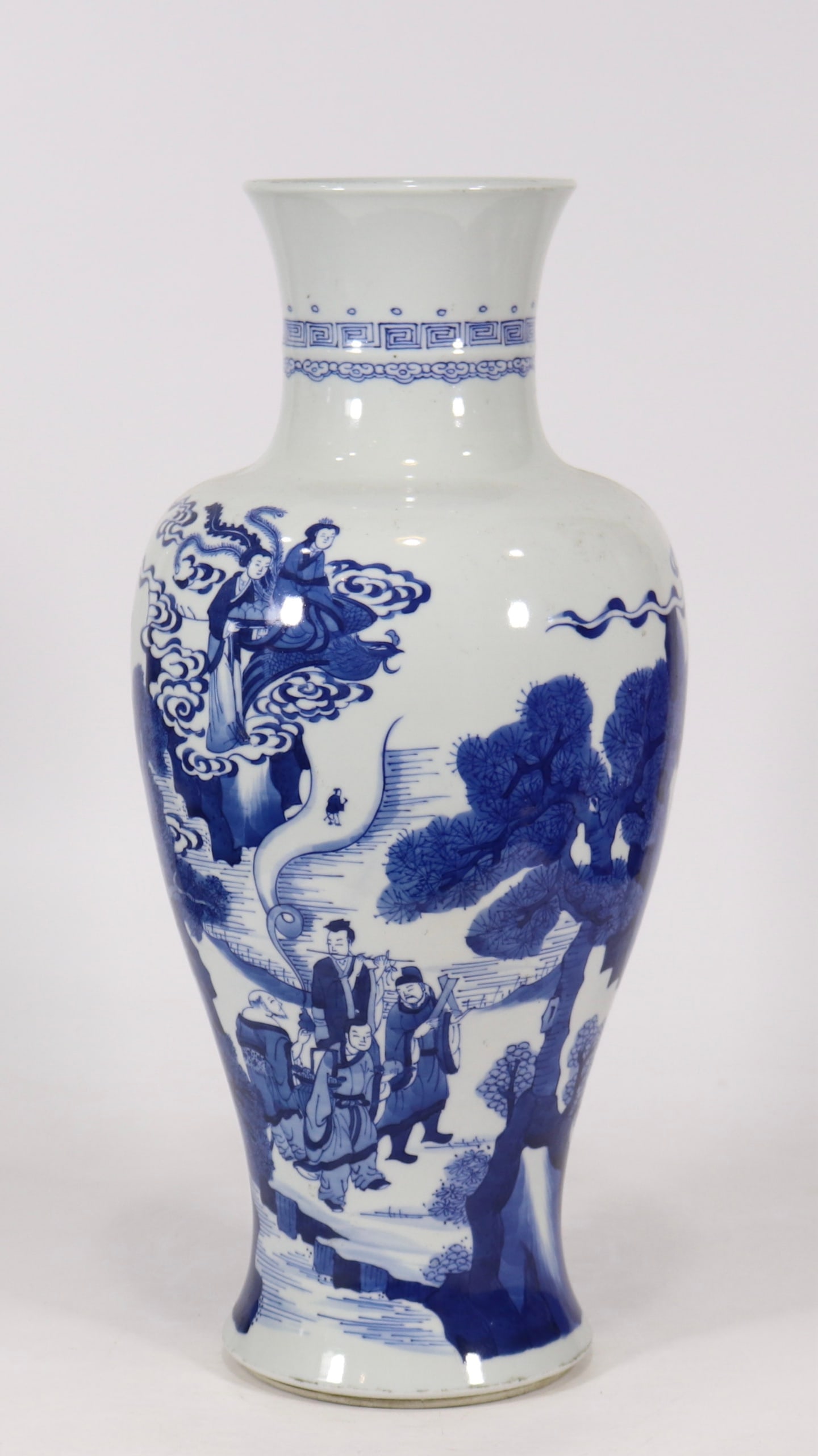 A Huge Blue and White Character and Story Pattern Vase: A Huge Blue and White Character and Story Pattern Vase,Qing Dynasty, China,Kangxi Six-character Mark,Size:18.1inx7.9in青花人物故事纹瓶,中国&