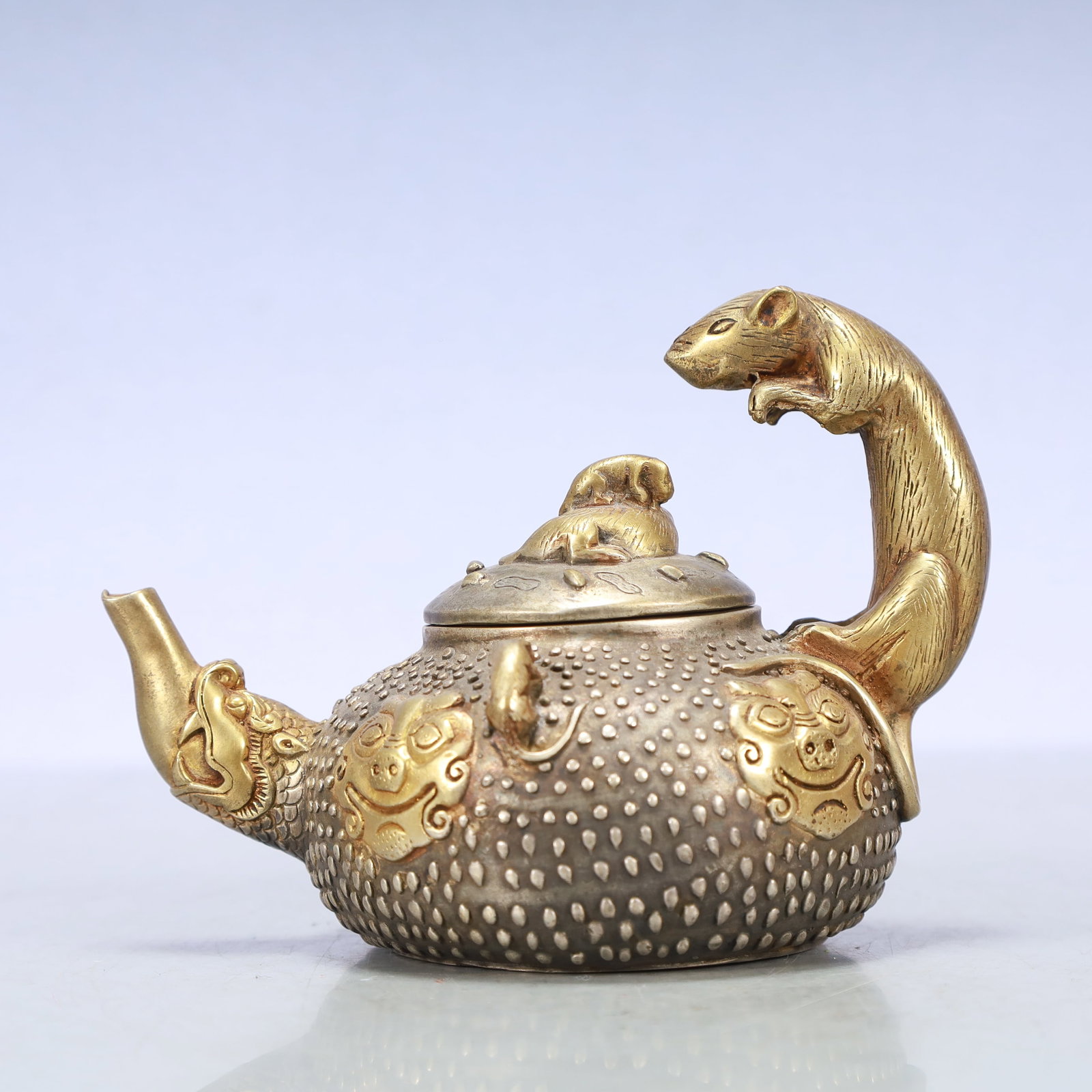 A Exquisite Gilt Silver Beast-Face Pattern Teapot - 5