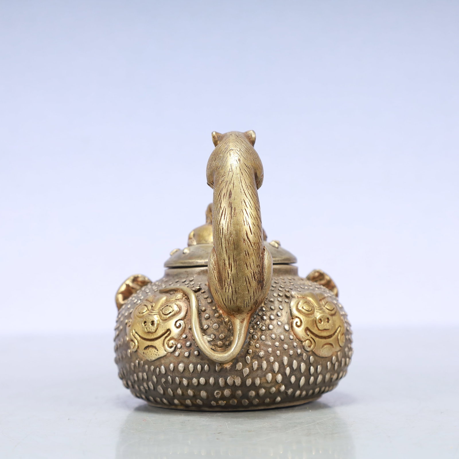 A Exquisite Gilt Silver Beast-Face Pattern Teapot - 6