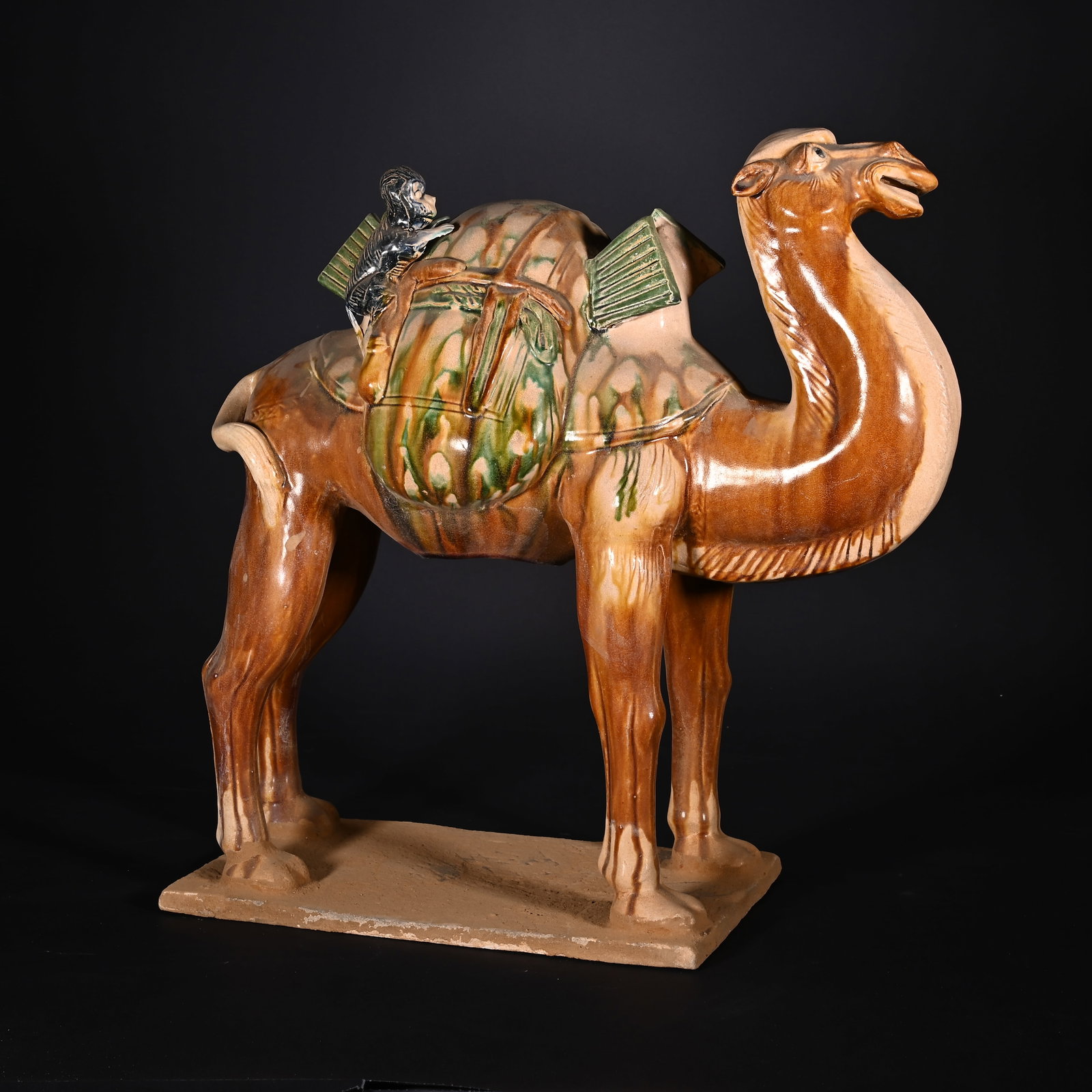 A Huge Tang Tri-Color Glazed Pottery Camel Ornament: A Huge Tang Tri-Color Glazed Pottery Camel Ornament,Tang Dynasty,